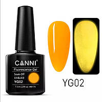 Флуоресцентный гель-лак Canni YG02, 7.3 мл, яркий оранжевый