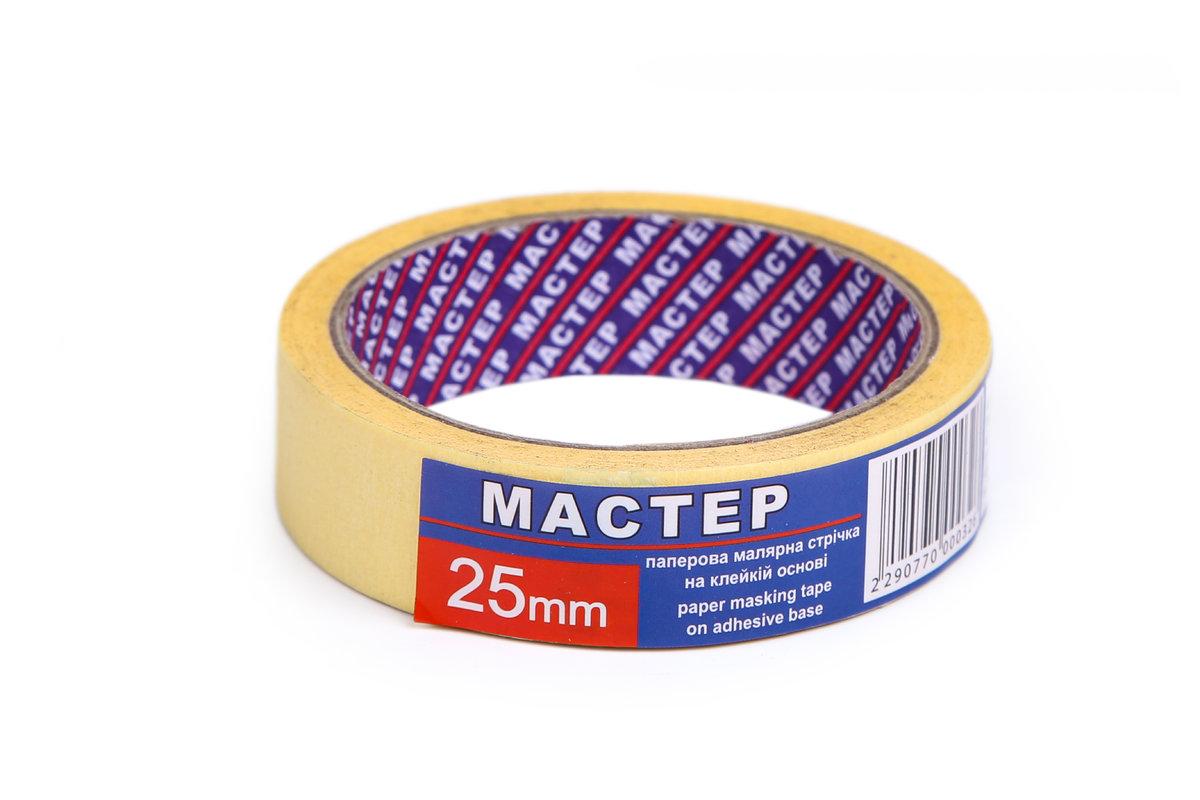 Малярна стрічка "Мастер" 25мм жовта (9сп, 54 шт/ящ)
