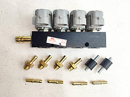 Форсунка 2 Ом планка 4 циліндри (сірі) (штуцера в колектор, з калібрувальними штуцерами) VALTEK