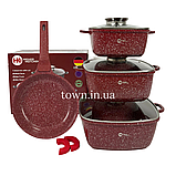 Набір посуду з гранітним антипригарним покриттям Higher Kitchen HK-312, Набір каструль і сковорода ( Казан ), фото 5
