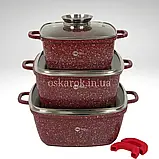 Набір посуду з гранітним антипригарним покриттям Higher Kitchen HK-312, Набір каструль і сковорода ( Казан ), фото 7