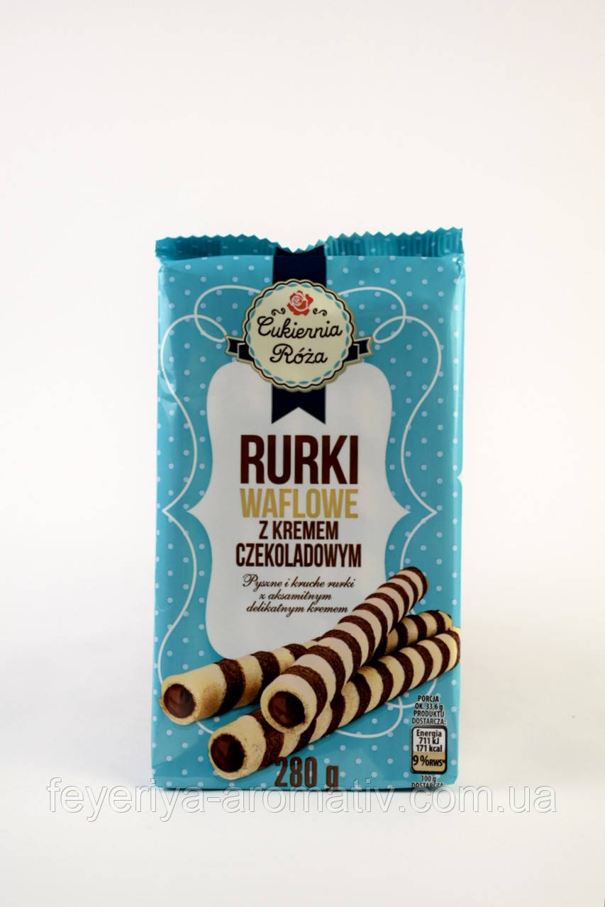 Вафельні трубочки з начинкою шоколадний крем Rurki Cukiernia Roza 280 г (Польща)