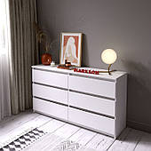 Комод на 6 висувних ящиків у білому кольорі MS303