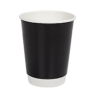 Стакан паперовий двошаровий чорний "Double black" 350 мл, преміум якість