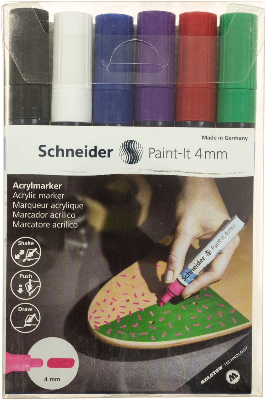 Набір маркерів акрил. "Schneider" Paint-it 320 №S120295 4мм Wallet Set1 6кольор., фото 1