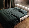 Двоспальне ліжко м'яке софт на подіумі MeBelle PUFFIE 180х200 см, стиль зефірка, світло-бежевий велюр, фото 7