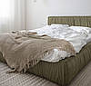 Двоспальне ліжко м'яке софт на подіумі MeBelle PUFFIE 180х200 см, стиль зефірка, світло-бежевий велюр, фото 8