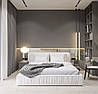 Двоспальне ліжко м'яке софт на подіумі MeBelle PUFFIE 180х200 см, стиль зефірка, світло-бежевий велюр, фото 9