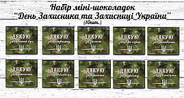 Набір міні шоколадок до Дня Захисника України "Вдячність Захисникам Україні" 10 шт. (Шокобокс)
