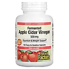 Natural Factors, ферментований яблучний оцет, 500 мг, 180 капсул