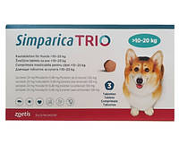 Симпарика Трио 10-20 кг от клещей и глистов для собак 1 таб