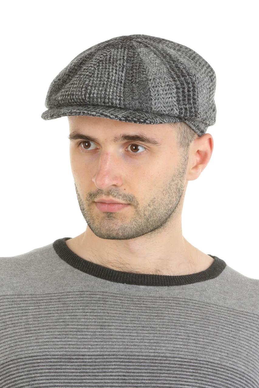 Кепка чоловіча восьмиклинка сіра з вовни Harris Tweed