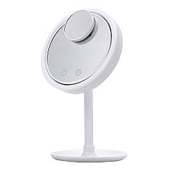 Настільне дзеркало з підсвічуванням та вентилятором Beauty Breeze Mirror, Біле / Косметичне кругле дзеркало