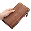 Стильний чоловічий гаманець з екошкіри (21х11х5 см) Zipper Long Коричневий / Чоловічий клатч портмоне, фото 4