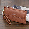 Стильний чоловічий гаманець з екошкіри (21х11х5 см) Zipper Long Коричневий / Чоловічий клатч портмоне, фото 5