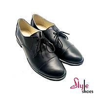 Туфлі жіночі із натуральної шкіри чорного кольору "Style Shoes", фото 4