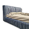 Трендове двоспальне ліжко софт м'яке на подіумі MeBelle PUFFIE-2 160х200 см, стиль шарпей, блакитний велюр, фото 3