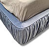 Трендове двоспальне ліжко софт м'яке на подіумі MeBelle PUFFIE-2 160х200 см, стиль шарпей, блакитний велюр, фото 4
