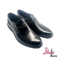 Туфлі чоловічі класичні шкіряні на резинках чорного кольору “Style Shoes”, фото 3