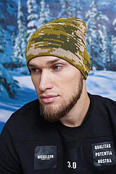 Військова подовжена тактична піксельна шапка без закота