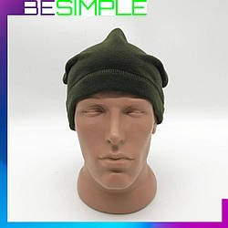 Шапка з флісу для ЗСУ оливкова / Тактична зимова шапка / Тепла шапка для військових