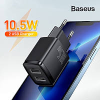 Сетевое зарядное устройство на 2 USB Baseus 10.5W 2A (черный)