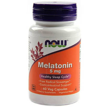 Мелатонін - NOW Foods Melatonin 5 mg  / 60 capsules