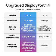 Кабель DisplayPort v1.4 UGREEN Male to Male Braided Cable 8K/60Hz 4K/144Hz HDR 1м (чорний) DP114, фото 7