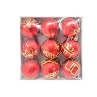 Елочные новогодние шарики Магически-новогодняя 9529-6 пластиковые 6см в наборе 9шт