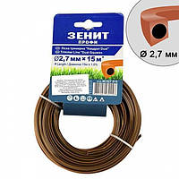 Лісочка для садових тримерів перетин квадрат Dual Зеніт Профі 2.7 мм × 15 м