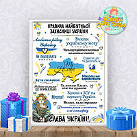 Постер поздравительный ко Дню Защитницы Украины "Правила майбутньої Захисниці України" + оформление в рамку