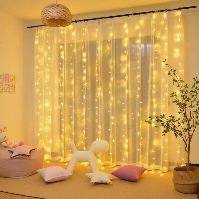 Гірлянда Xmas Водоспад 7273 360LED WW-3, 3x2 м, жовтий світло, фото 1