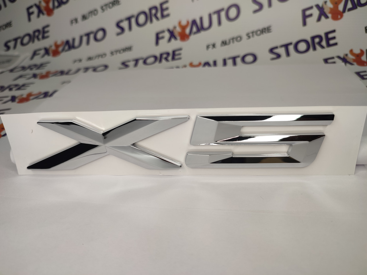 Емблема шильдик логотип X5 175 Х 30 мм Хромована для BMW X5 2004-2014