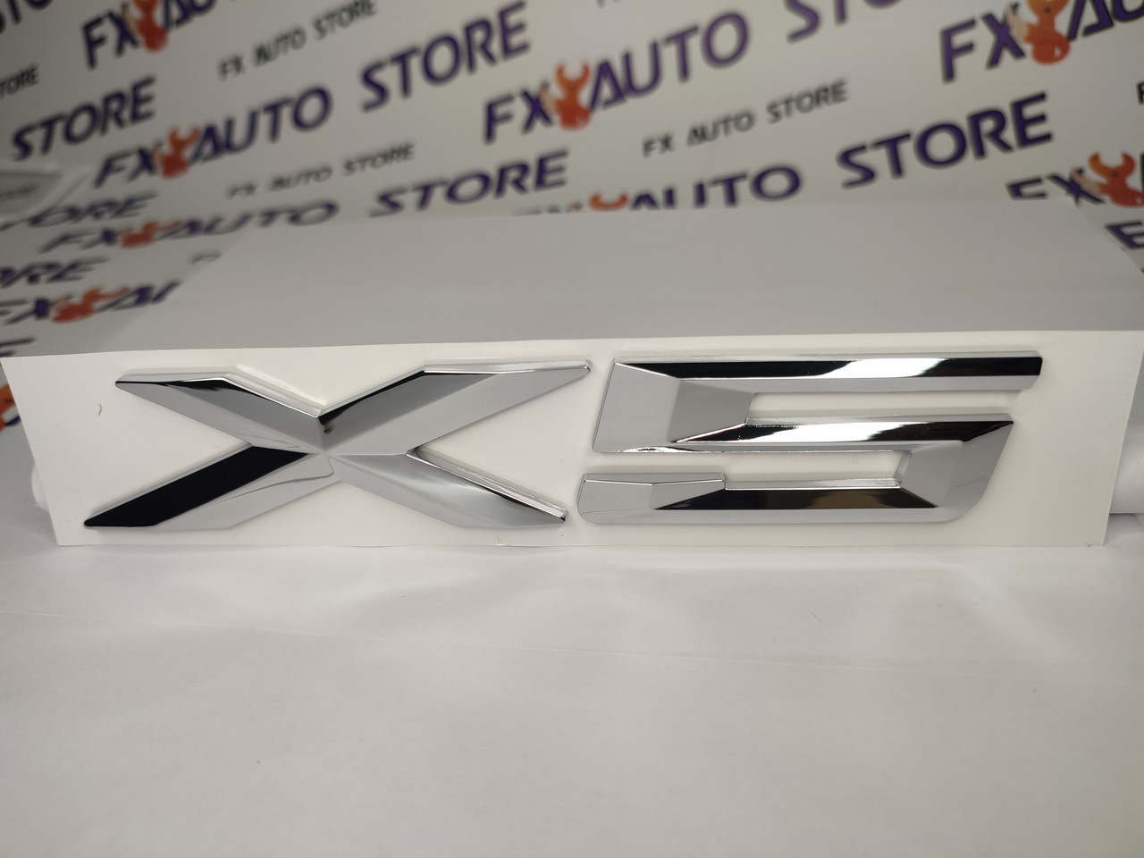 Эмблема шильдик логотип X5 176 Х 29 мм Хромированная для BMW X5 - фото 1 - id-p1687203088
