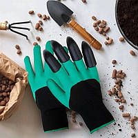 Садовые перчатки с пластиковыми наконечниками-когтями (зеленые)