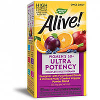 Мультивітаміни для жінок 50+. Alive! Ultra Potency Once Daily, Women's 50+. Зроблено в США.