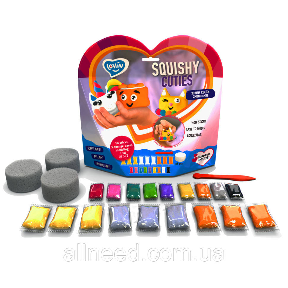Набір для ліплення з повітряним пластиліном Squishy Cuties ТМ Lovin 70131, фото 1