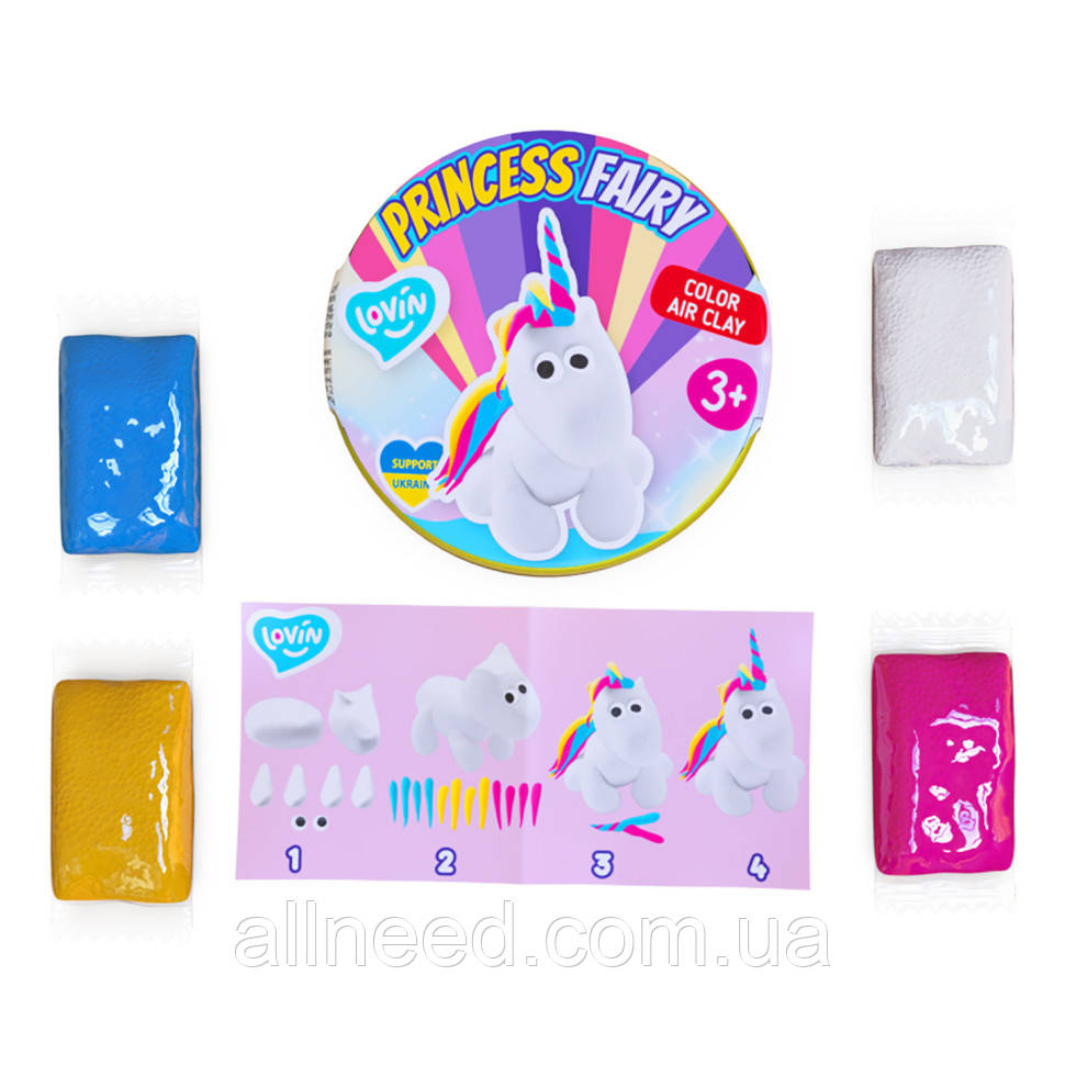 Набір для ліплення з повітряним пластиліном Princess Fairy ТМ Lovin 70138 (Unicorn), фото 1