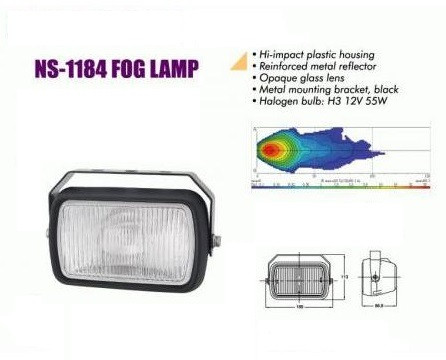 Автомобільна протитуманна фара Sirius NS-1184 B-C, Цоколь H3, 12В, 55W, 169х100мм 1шт