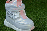Зимові дитячі чоботи дутики для дівчинки срібло р24, фото 5