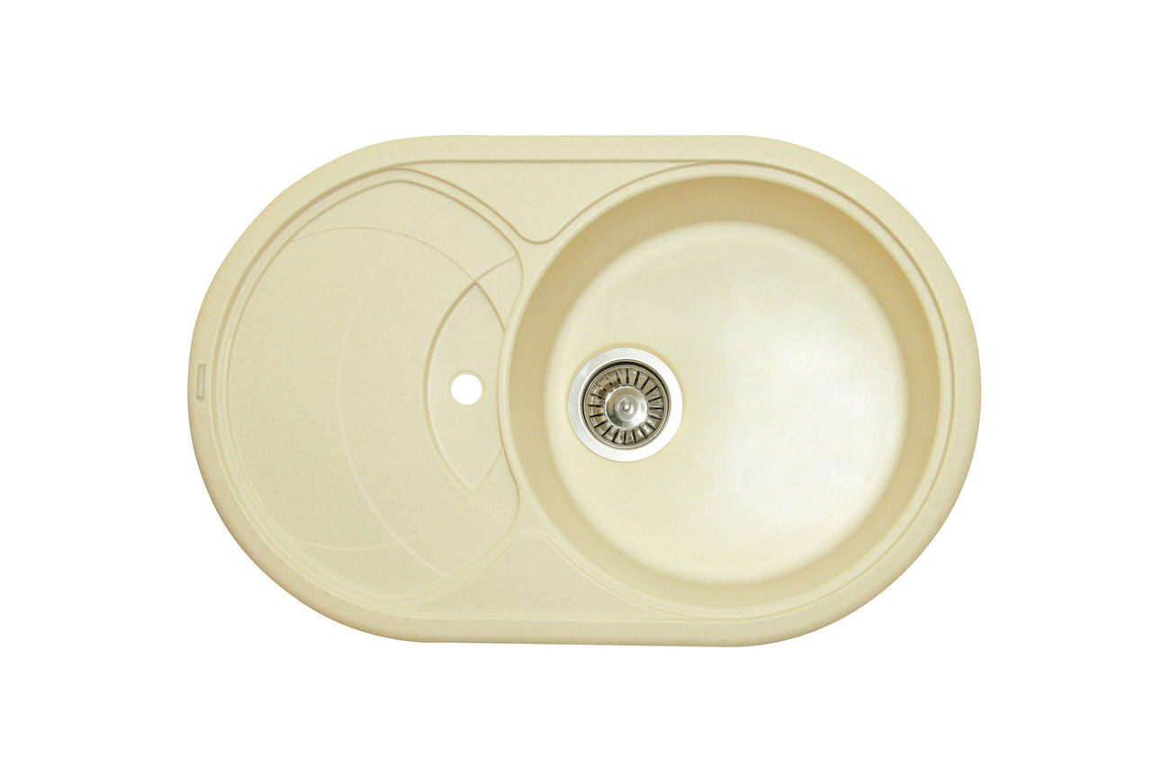 Овальна кухонна мийка Granitika Oval O785020 крем 78х50х20