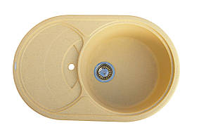 Овальна кухонна мийка Granitika Oval O785020 беж 78х50х20, фото 2