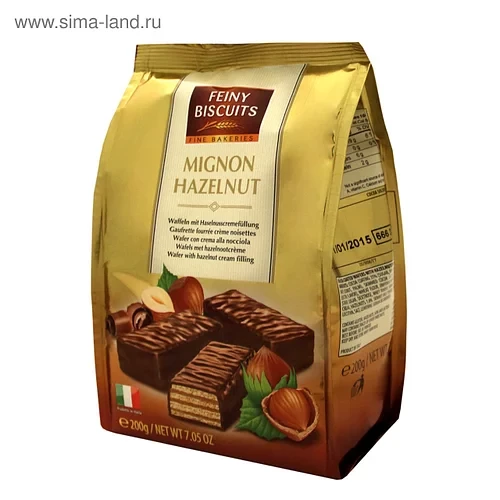 Вафлі з шоколадним кремом із лісового горіха Feiny Biscuits Mignon Hazelnut 200 г Австрія