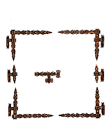 Комплект кованой фурнитуры на распашные ворота - кованые петли и засов Медь 460х620