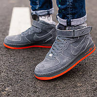 Женские замшевые кроссовки на меху Nike Air Force Winter Grey