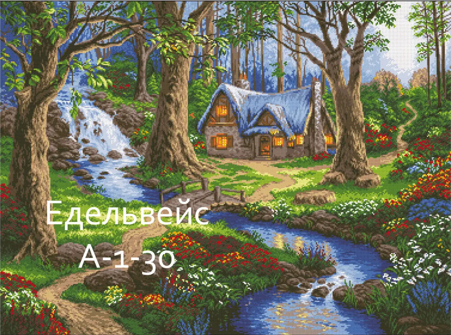 Схема для Вышивки Бисером Лесной Домик (Полная Зашивка) — Купить ...