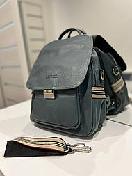 Рюкзак стильний кольору зелено-блакитний із натуральної шкіри