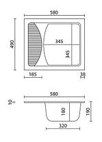 Прямокутна кухонна мийка Granitika Cube Bevel CB585020 льон 58х50х20, фото 3