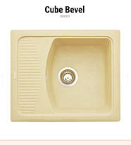 Прямокутна кухонна мийка Granitika Cube Bevel CB585020 крем 58х50х20, фото 2