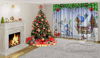 Новорічний Фото Тюль, 2,5м*3,0м (на карниз 2,0м)